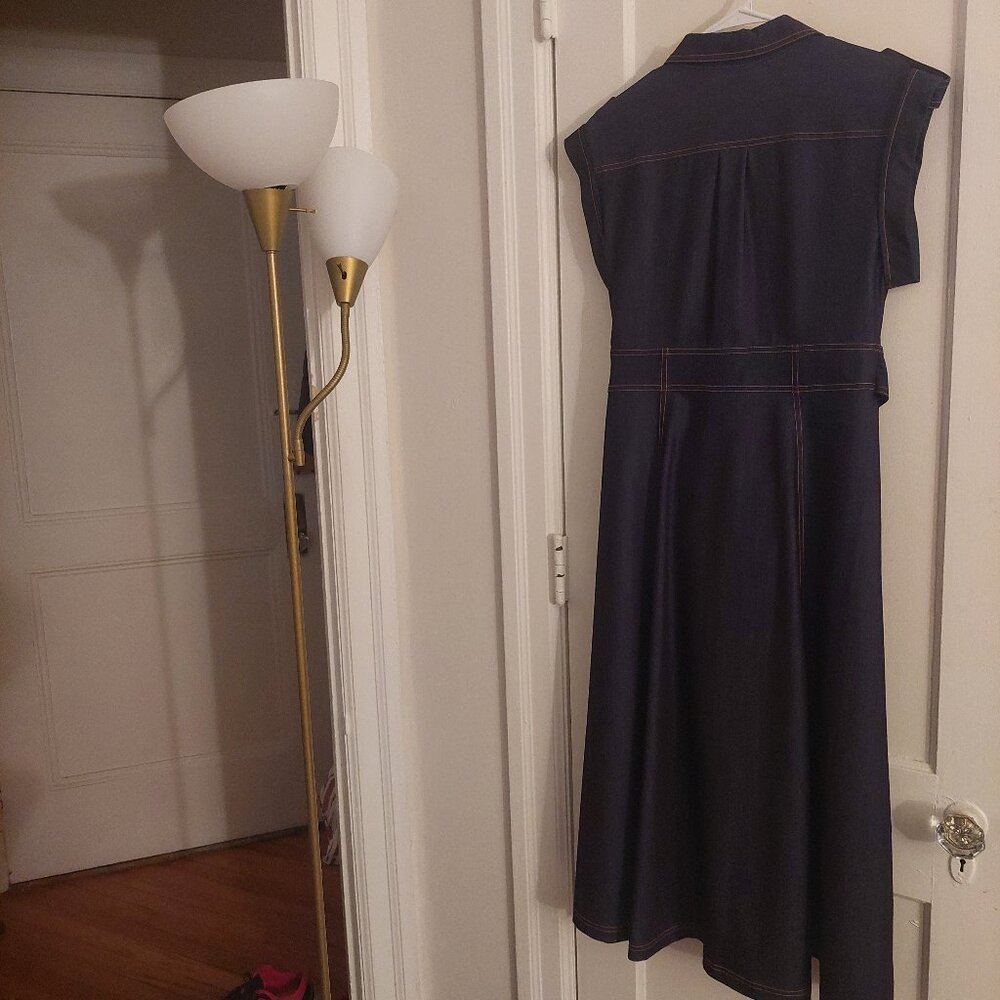 Calvin Klein Denim Like Trench Style Midi Dress NWT 10 - Picture 2 of 7